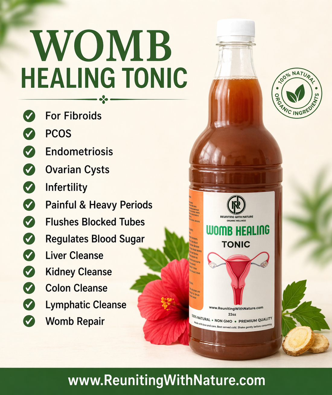 Womb Healing Tonic - Female Reproductive System Cleanse & Healing