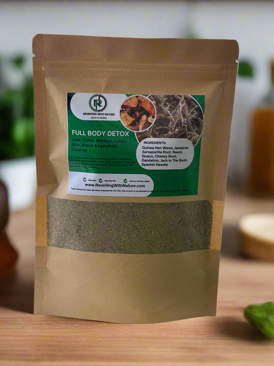Full Body Detox Herbal Tea 1 PACK– 8 Jamaican Herbs for Liver, Colon, Kidneys, Lungs, Skin, Blood & Lymphatic Cleanse - Lighter Cleanse