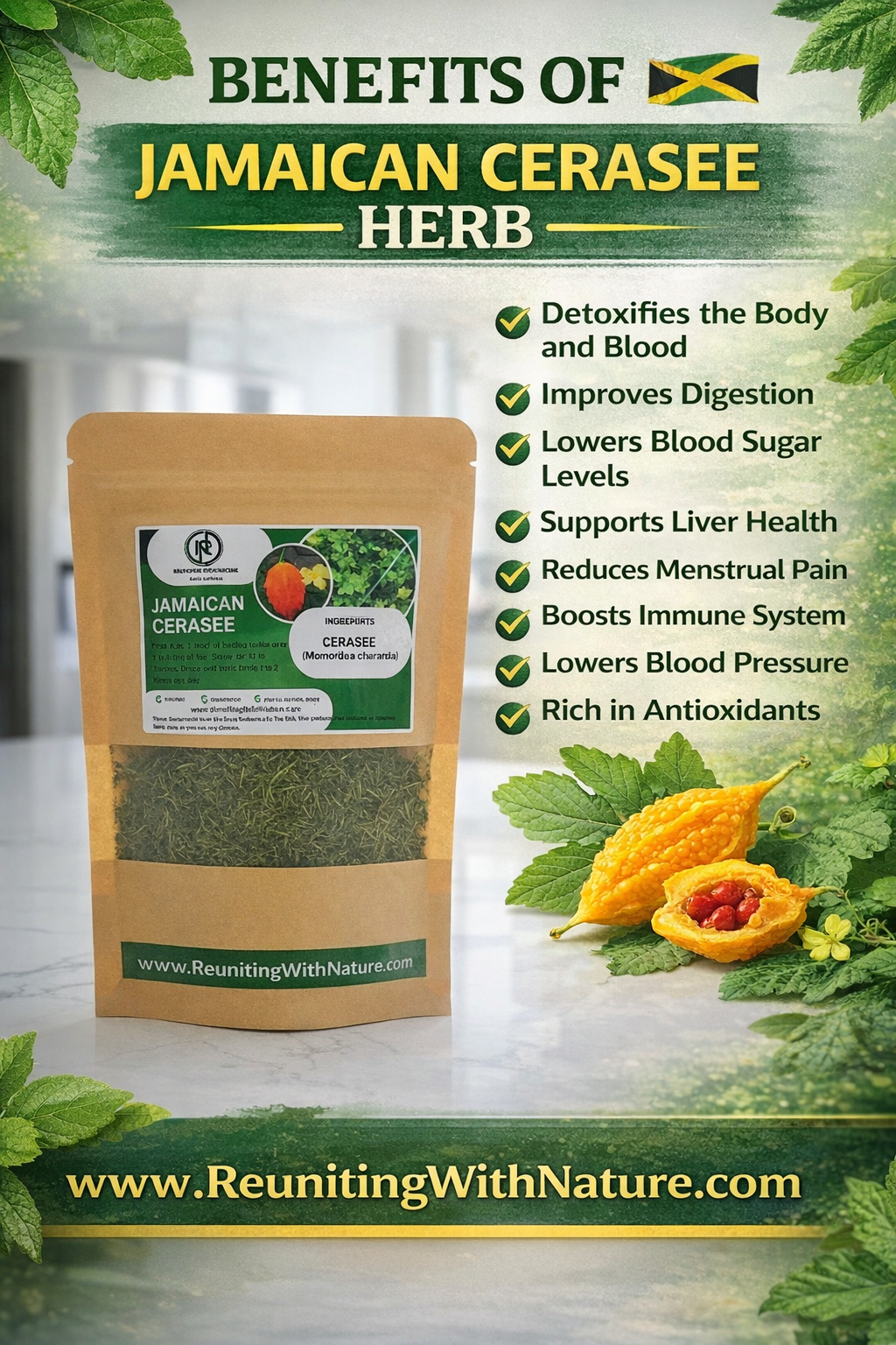 Jamaican Cerasee Herb (Momordica charantia) (Cut & Sifted) – Powerful Full-Body Cleanser & Digestive Detox