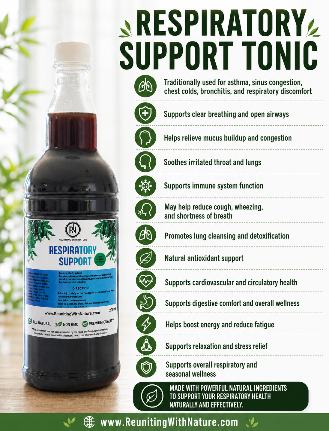 Respiratory Support Tonic – Lung, Sinus, Asthma & Immune Defense Herbal Formula