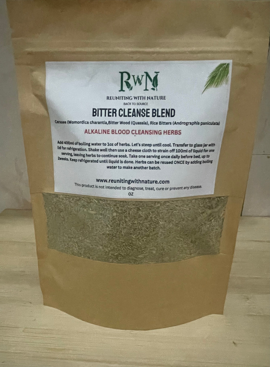 Bitter Cleanse Blend - Herbal Detox | Alkaline Blood Cleansing Herbs | Cerasee (Bitter Melon), Rice Bitters (Andrographis), Bitterwood (Quassia)